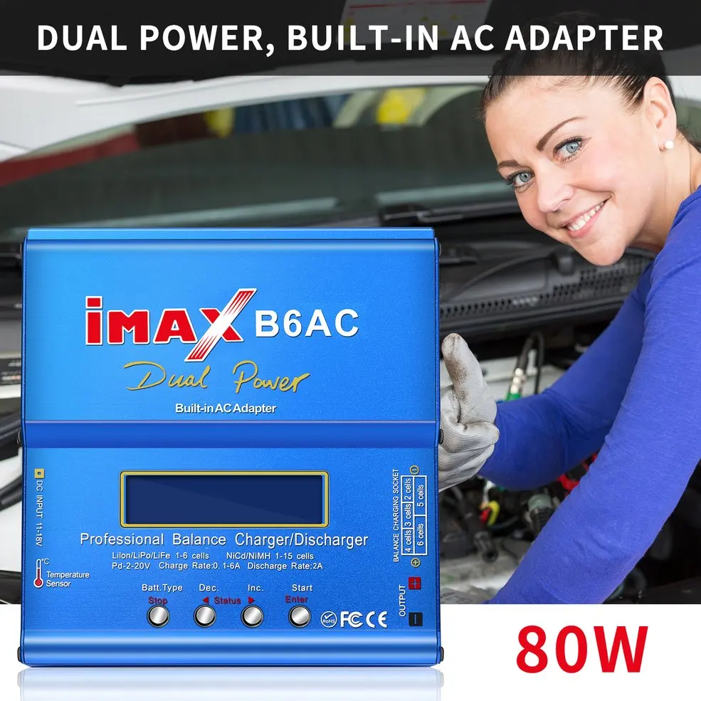 

Синий 80W зарядное устройство iMAX B6AC 100V-240V Lipo NiMH 3S литиевая батарея RC баланс Зарядное устройство цифровой ЖК-дисплей Экран RC Хобби