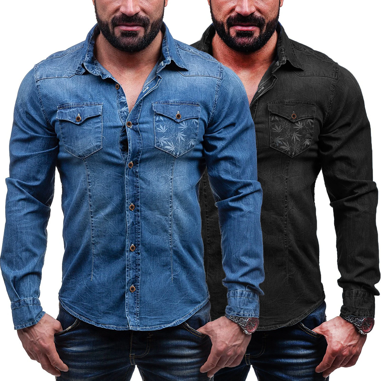 Новая джинсовая рубашка 2020 это однотонные мужские рубашки с длинными рукавами и