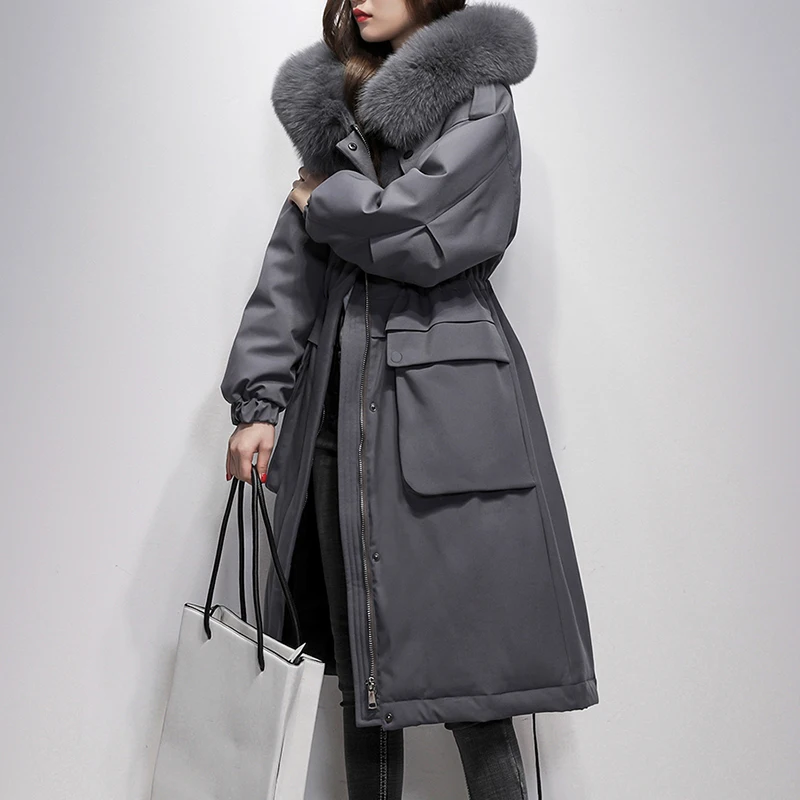 2019 зимняя женская куртка на 90% белом утином пуху Свободное длинное пуховое пальто