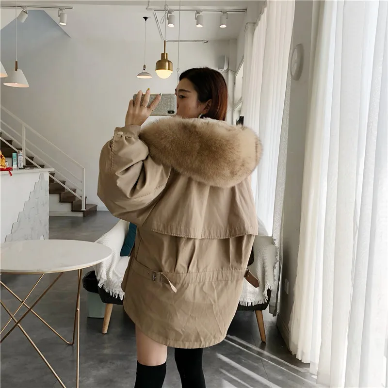 Натуральная подкладка из кроличьего меха парка пальто натурального зимняя