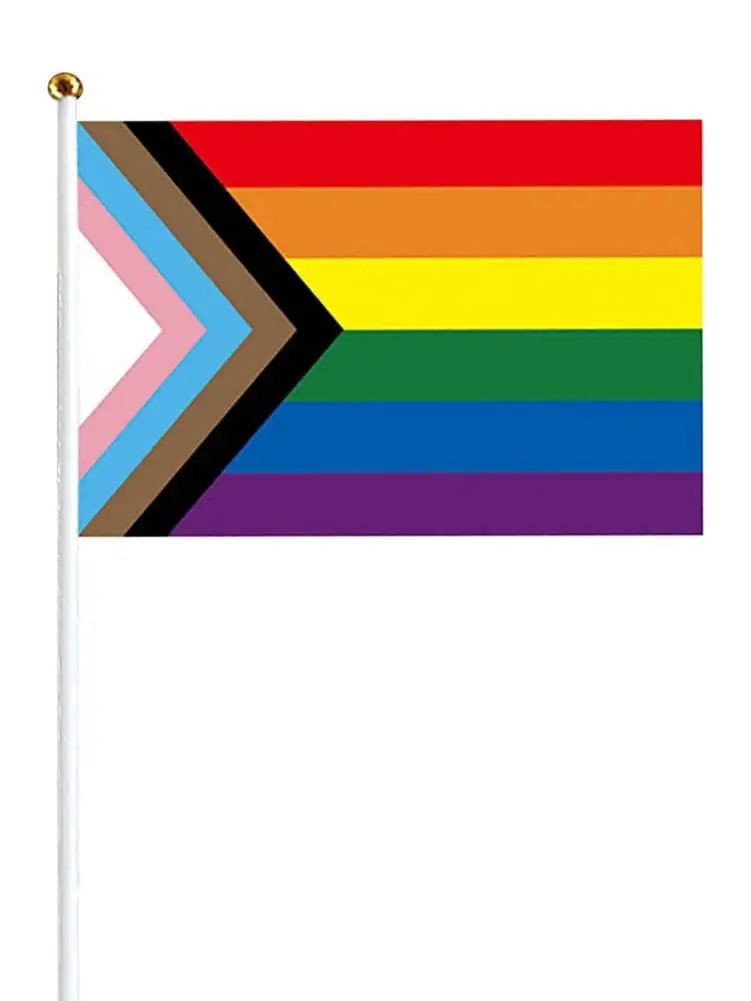 

14x21cm Flag Rainbow Outdoor Handheld Rainbow Flags On Sticks For Party LGBT Rainbow Garden Flag Gay Pride Flags Rainbow Stick