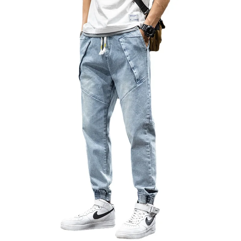 

Джинсы-багги мужские до щиколотки, Джоггеры в уличном стиле, брюки-султанки из денима, модель 6XL/7XL/8XL, весна-лето 2021