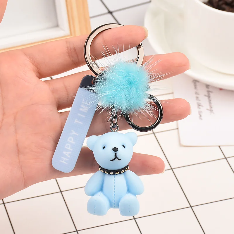 

Cartoon Bear Keychain Pendant Creative Cute Pompon Doll Pendant For Men Women Key Chain Car Key Ring Kid Toy Gifts