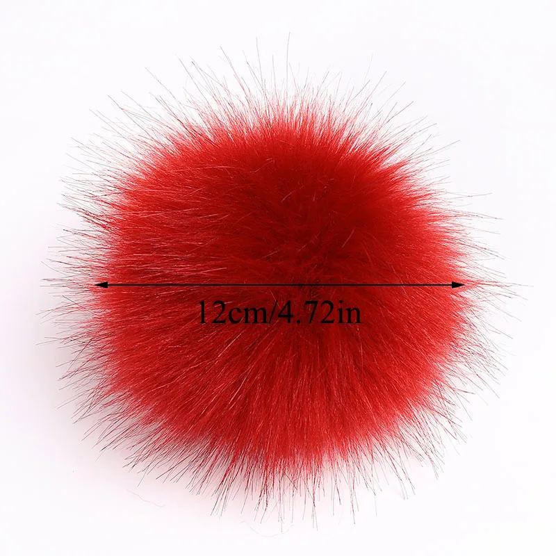 

DIY 12cm Pompom Ball Artificial Rabbit Hair Ball with Small Elastic Cord for Hats Shoes Bags Scarves Gloves Accessories