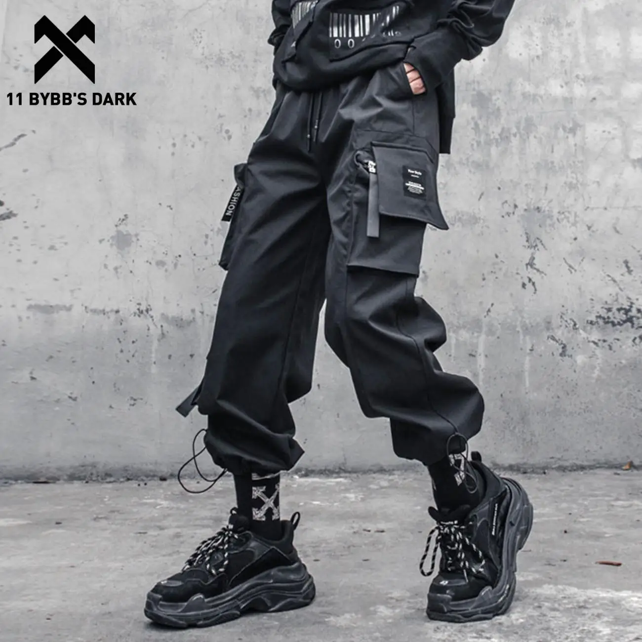 

11 BYBB'S DARK Hip Hop Streetwear Techwear Pants Tactical Multi-Pocket Ribbons Drawstring Cargo Pants Men Joggers Trousers Loose