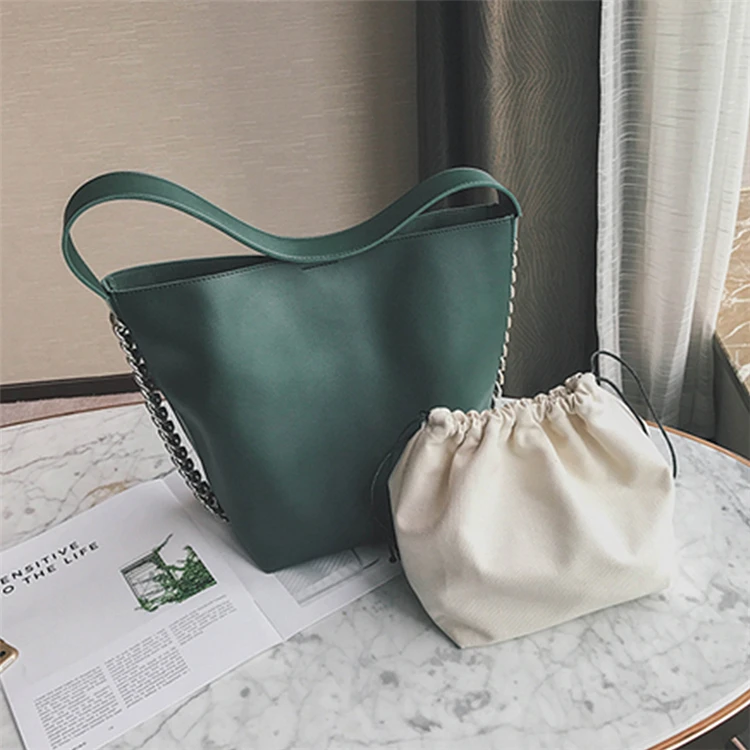 Burminsa, винтажные женские сумки на плечо с широким ремнем, дизайн с цепочкой, большая вместительность, высокое качество, женские сумки для покупок, зима