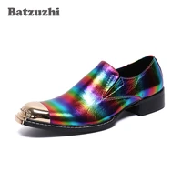 batzuzhi italian typecolor formal leather dress shoes for men metal tip party and wedding men shoes formal big sizes us6 us12