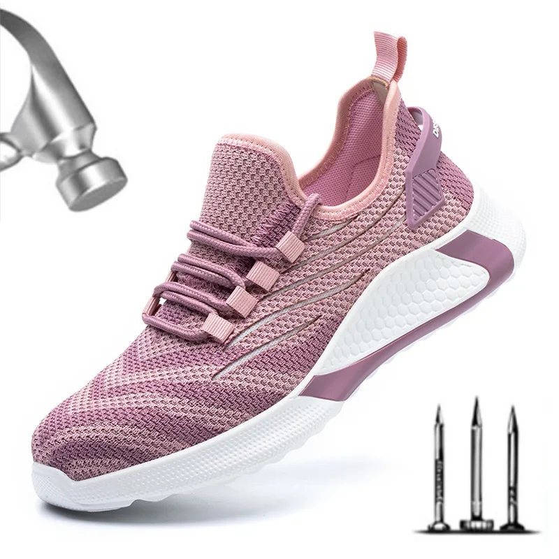 

Steel Toe Work Women Work Boots For Women Mesh Lightweight Breathable Anti-smashing Non-slip Protective Safety Shoes Boots