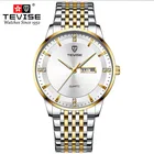 Часы TEVISE Мужские кварцевые из нержавеющей стали, повседневные модные наручные, с календарем, со стразами и цирконием, с коробкой, инструмент