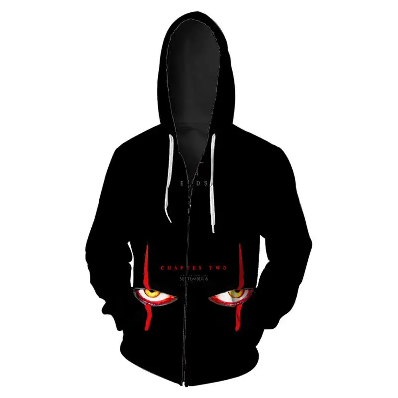BZPOVB Back The soul clown harajuku Hoodies Cosplay Costumes 3D Printed Sweatshirt zip Cardigan Cartoon hooded Jackets | Мужская одежда