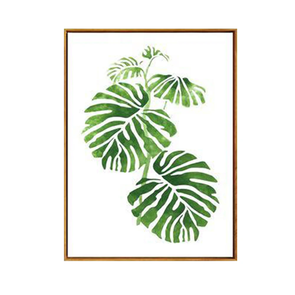 Лаконичное деревенское зеленое растение плакат зеленые листья холст