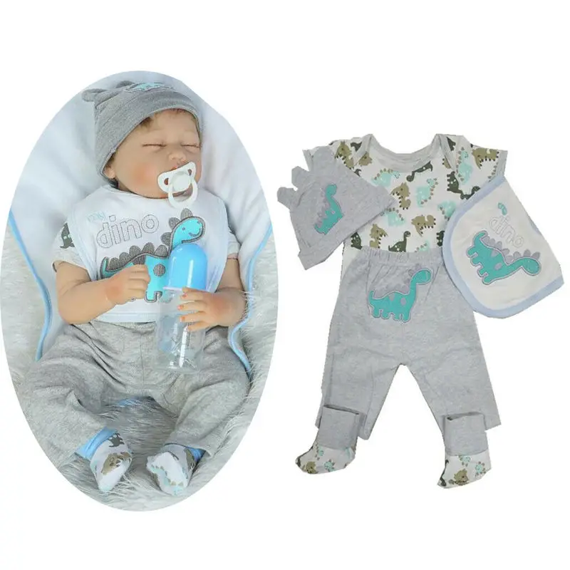Комбинезоны для кукол новорожденных серый головной убор мальчиков и девочек