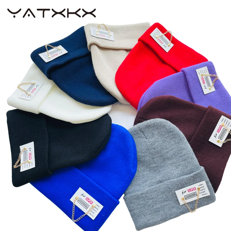 

[YaTxKx] Blends Solid Warm Soft Hats For Men Knitted Hats Winter Caps For Women Skullies Beanies For Girl Wholesale шляпа Bonnet