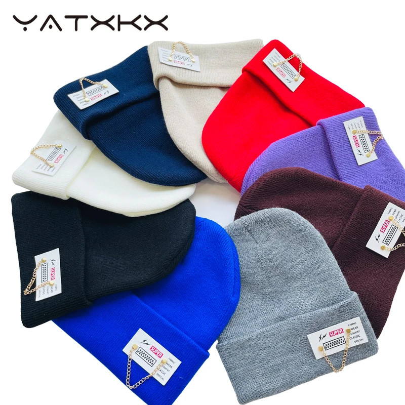 

Однотонные теплые мягкие шапки [YaTxKx] для мужчин, вязаные шапки, зимние шапки для женщин, шапочки, облегающие шапки для девочек, оптовая прода...