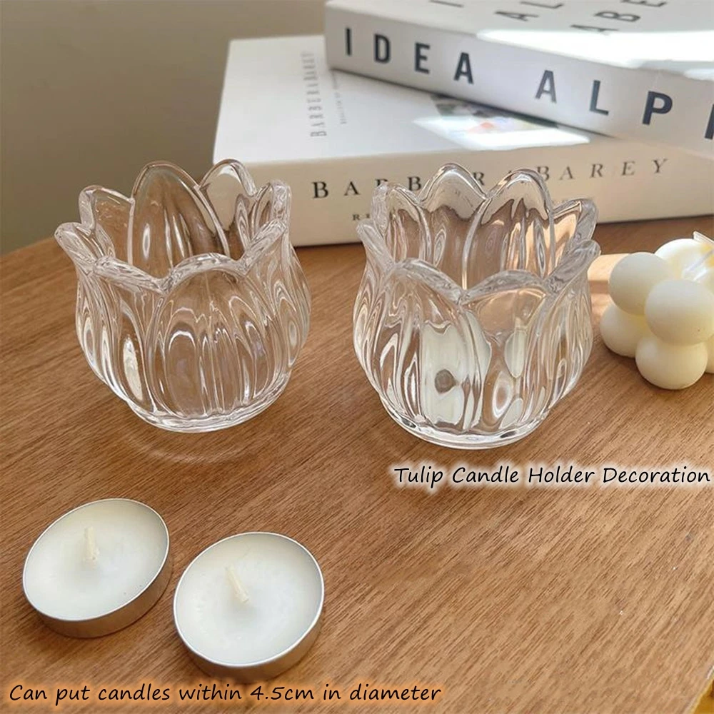 

Glass Candle Holder Romantic Nordic Candle Stand Rustic Candle Holder Wedding Decorations Hotel Tulip Desktop Decoration