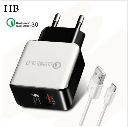 1 шт. с кабелем QC 3 0 Быстрая зарядка USB 5 в А настенное зарядное устройство US EU вилка