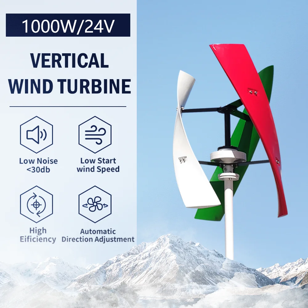 

China Factory Poland Warehouse 1000W Vertical Axis Wind Turbine Generator 12V 24V 48V Windmill Maglev Generator MPPT Controller