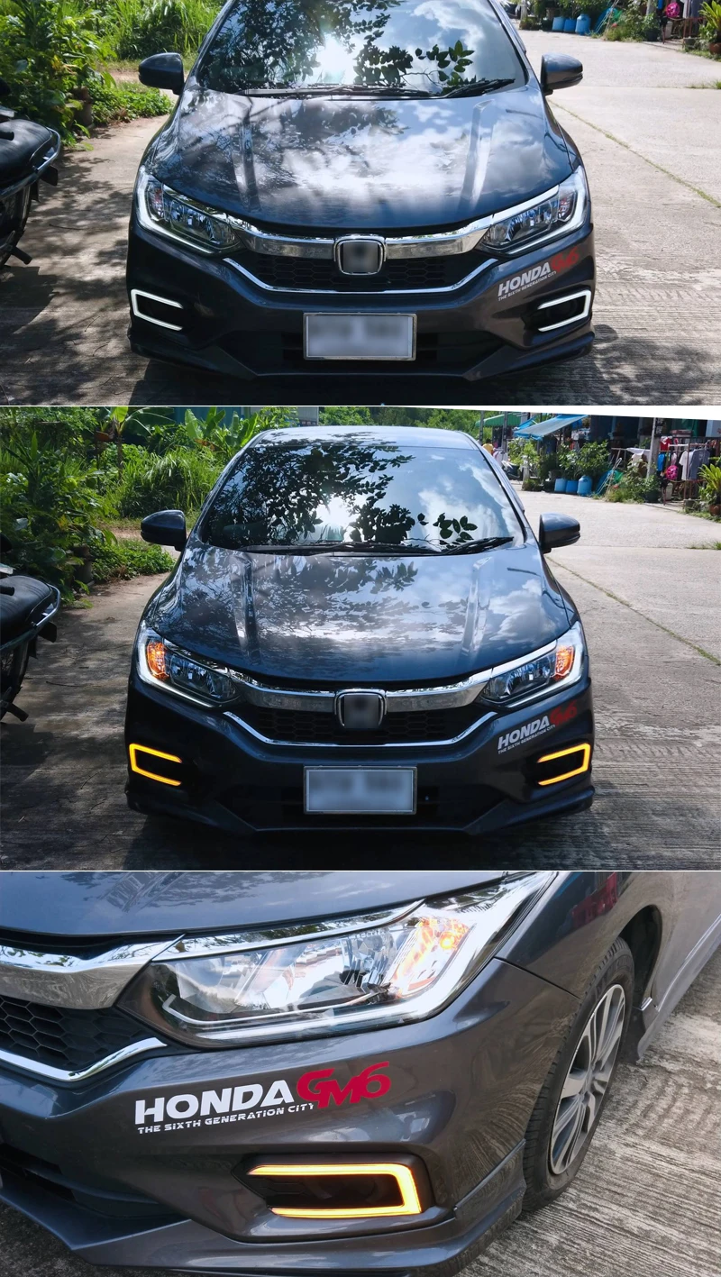 Для Honda City Grace отложным воротником желтый сигнал реле Водонепроницаемый ABS 12V автомобиль лампа DRL Светодиодный дневной светильник противотуманная фара