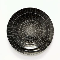 japanese coil black ceramic plate shallow plate hotel restaurant or tableware plate round retro ceramic plate