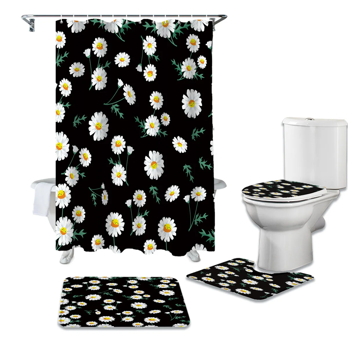 Весенняя белая Маргаритка цветы прочный водонепроницаемый набор занавесок для