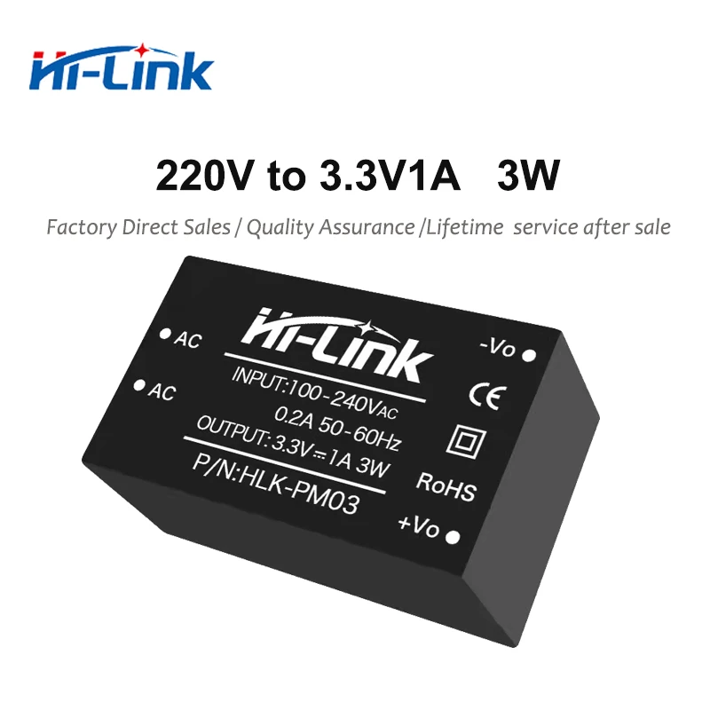 

Free shipping 2pcs/lot new Hi-Link HLK-PM03 ac dc 3.3v 3w mini power supply module 220v isolated switch mode power module supply