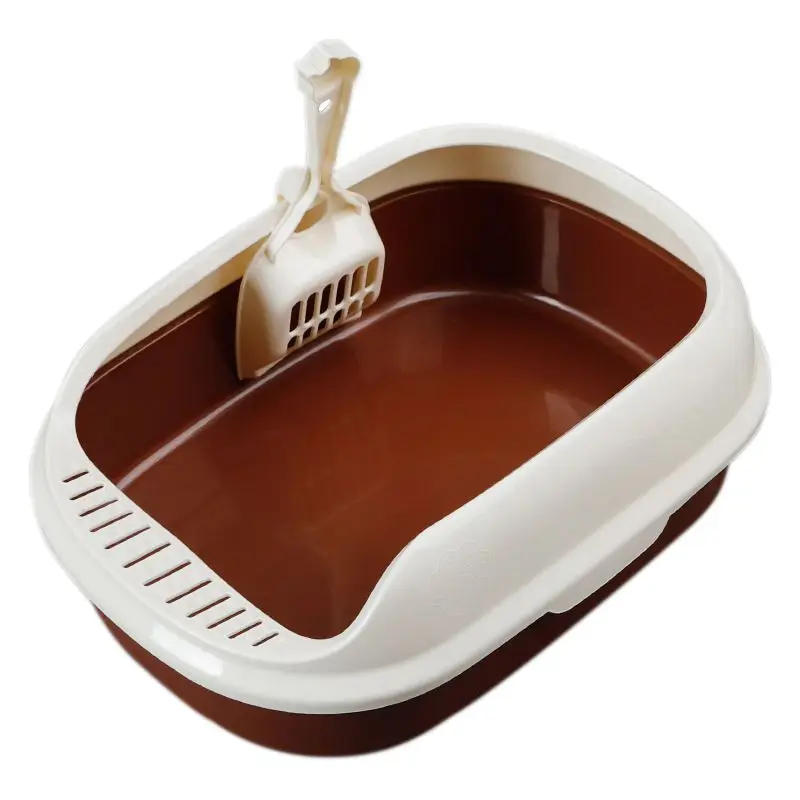Pet Cats Sand Pot Pet Small Toilet with Shovel Anti-leakage Flexible Side Cover Easy Cleaning Kitty Litter Box Pet Supplies