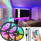 Светодиодная лента Luces LED RGB 5050 SMD 2835 Гибкая Водонепроницаемая светодиодная лента диод 5 м 10 м 15 м 20 м DC 12 В пульт дистанционного управления + адаптер