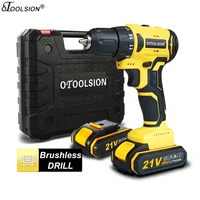otoolsion new 21v brushless electric drill mini wireless power driver cordless screwdriver rechargeable lithium ion battery