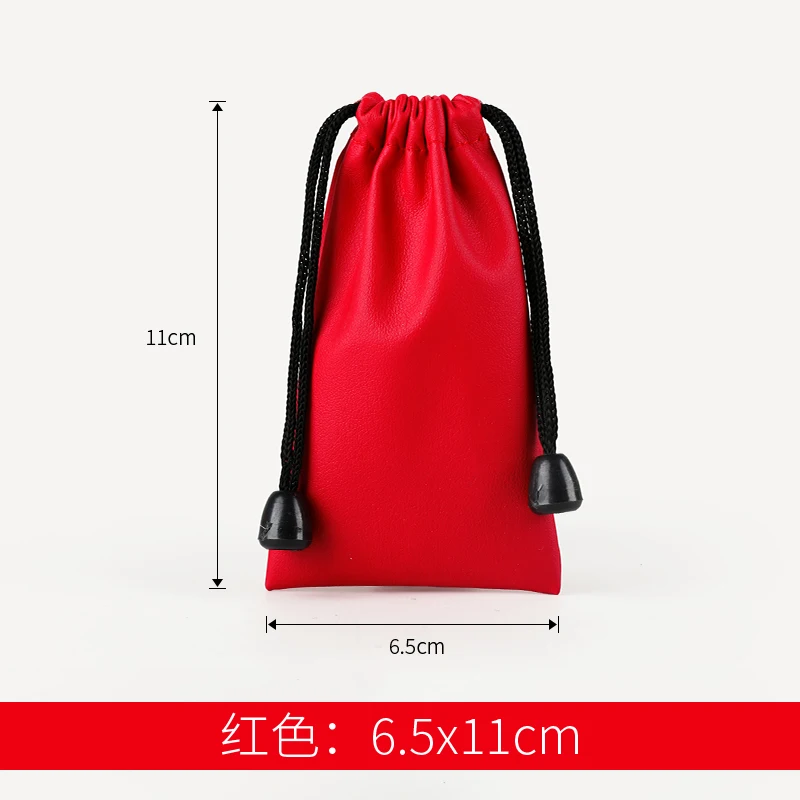 red 6.5x11cm Высокое Качество Пользовательский логотип сумка из искусственной кожи шнурок сумки гарнитура Кабель для передачи данных Водонепроницаемый хранения струнная сумка для подарков - Цвет: red 6.5x11cm
