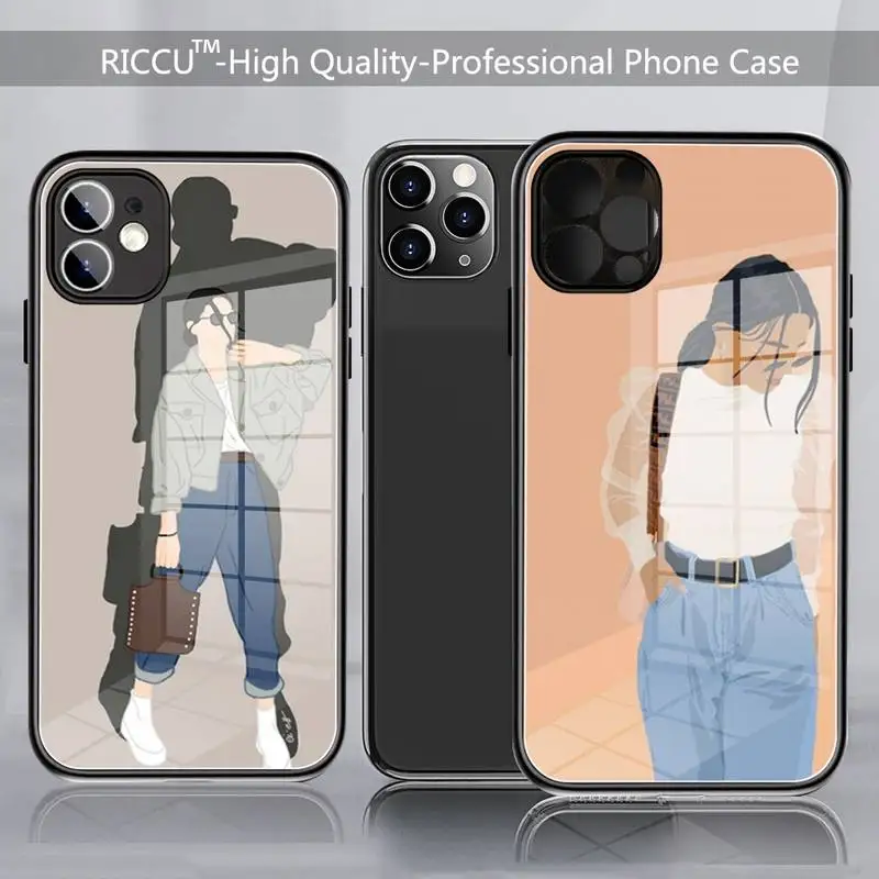 

Personality girl Phone Case Tempered Glass For iPhone 11 12 13 Pro XR XS MAX 8 X 7 6S 6 Plus SE 2020 12Pro Max Mini Covers