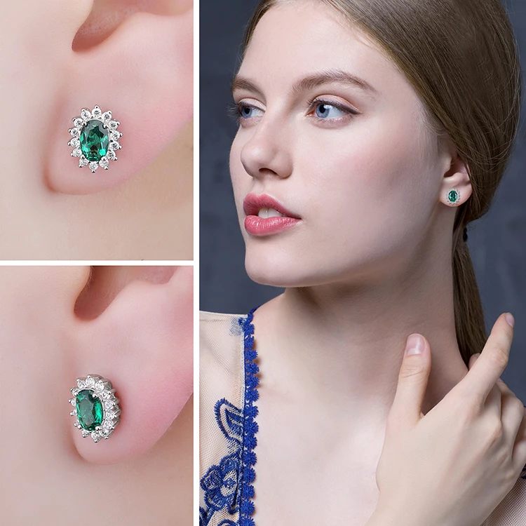 Jewelrypalace Принцесса Диана Уильям Кейт Миддлтон 1.1ct создания Изумрудный Серьги-гвоздики 925 серебро подарок