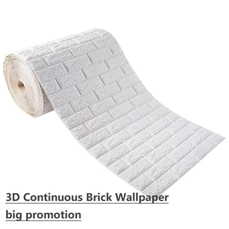 

70cm*3m 3D Wallpaper Continuous Brick Pattern Sticker Waterproof Sticker Home Decoration 3D Self-adhesive Wallpaper Wall Sticker
