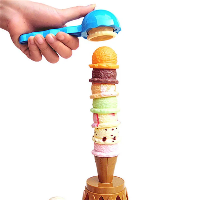 

2021 New 16pcs Ice Cream Stack Up Play Tower Educational Toys Kids Cute Simulation Food Toy Children Ice Cream Pretend Play