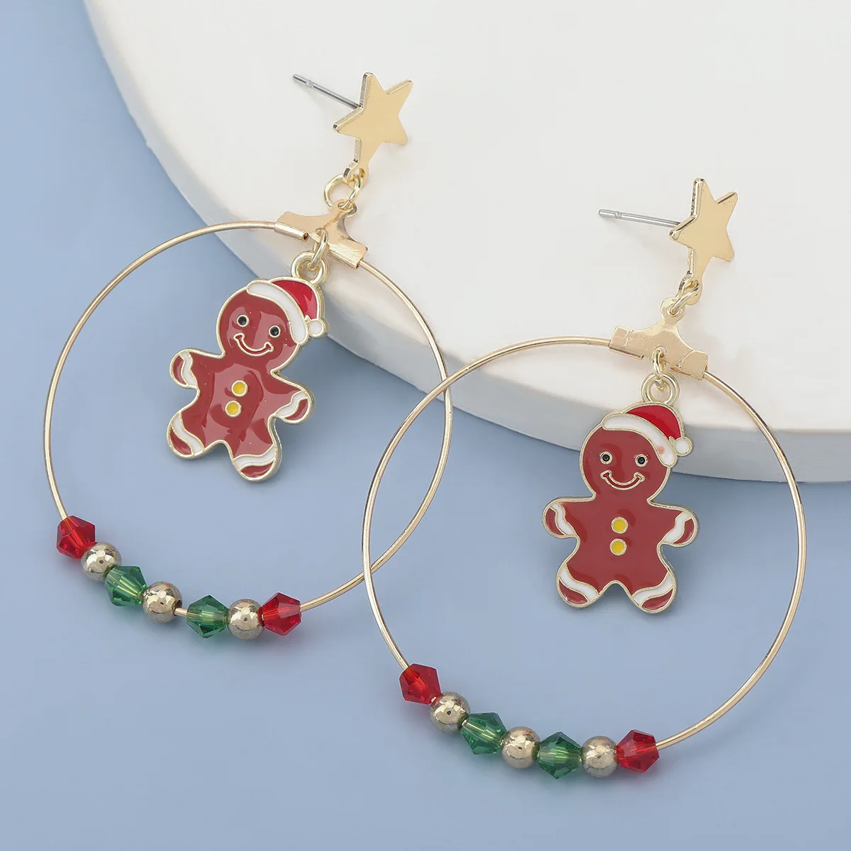 

YZX60 Christmas ring alloy oil drop Bear Christmas earrings
