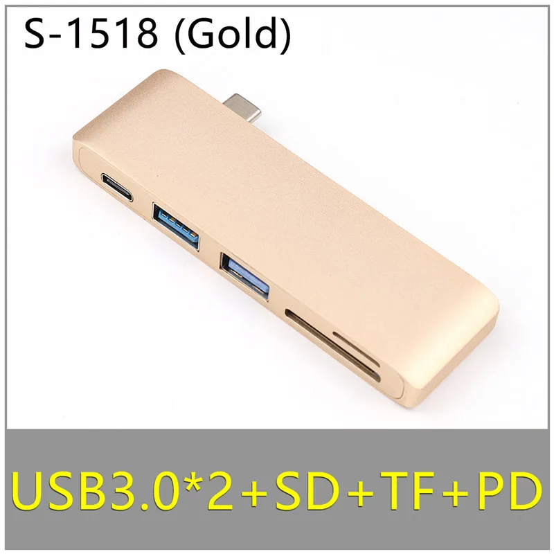 TypeC-5in1-7 Два порта USB C концентратор до 4K HDMI адаптер Thunderbolt 3 двойной USB 3,1 данных type-C концентратор TF SD PD адаптер для MacBook Pro Air 13 - Цвет: TypeC-5in1-7