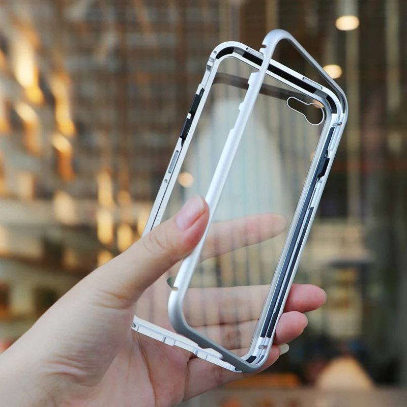Металлический магнитный адсорбционный чехол для iphone 7 8 Plus X XR XS Max 6 6S защитный из