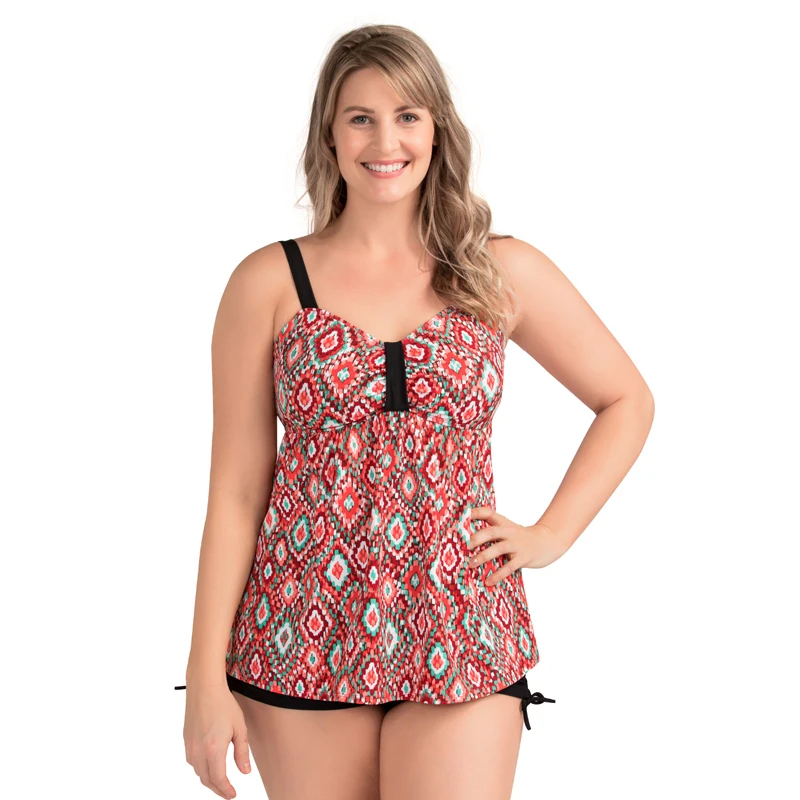 PERONA плюс размер танкини набор женский купальник две части сексуальный v образный