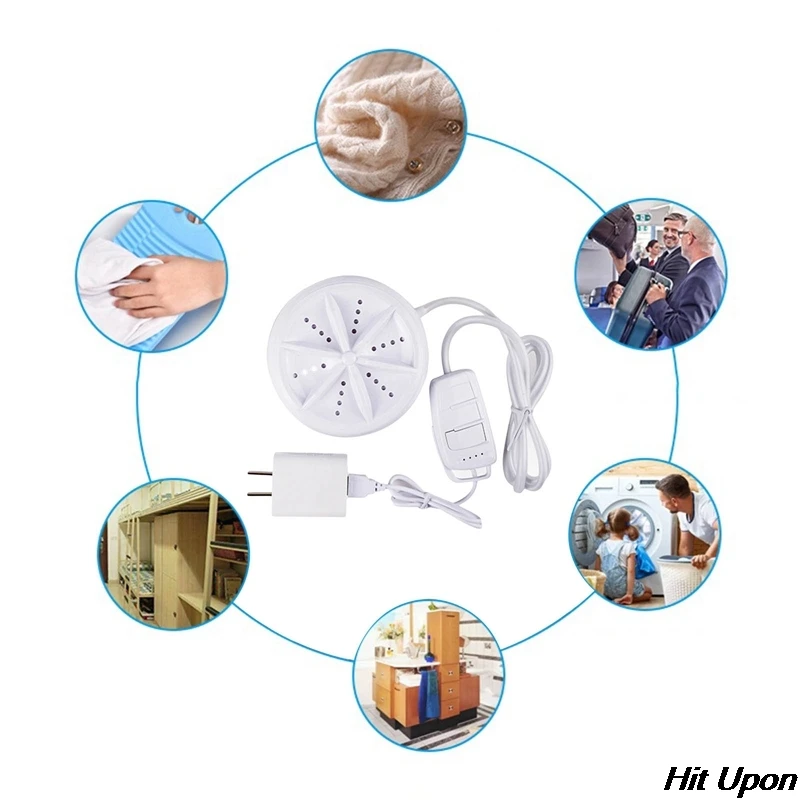 

US Plug 3 in 1 Portable Mini Washing Machine Ultrasonic Washer with USB Cable Convenient for Travel Business Trip