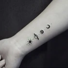 Водостойкая временная татуировка-наклейка, солнце, луна, планета, тату флэш-тату, поддельные татуировки для детей, мужчин, женщин