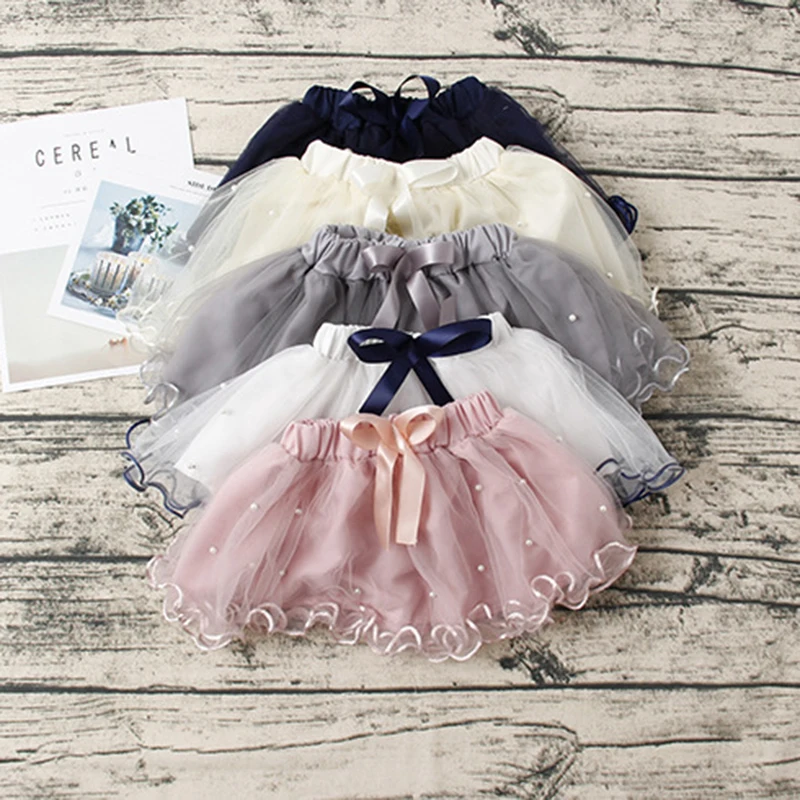 

2019 Baby Girls Tutu Skirts 6 Toddler Infant Mini Cake Skirt Beaded Children Princess Wavy Pink Mesh Skirts