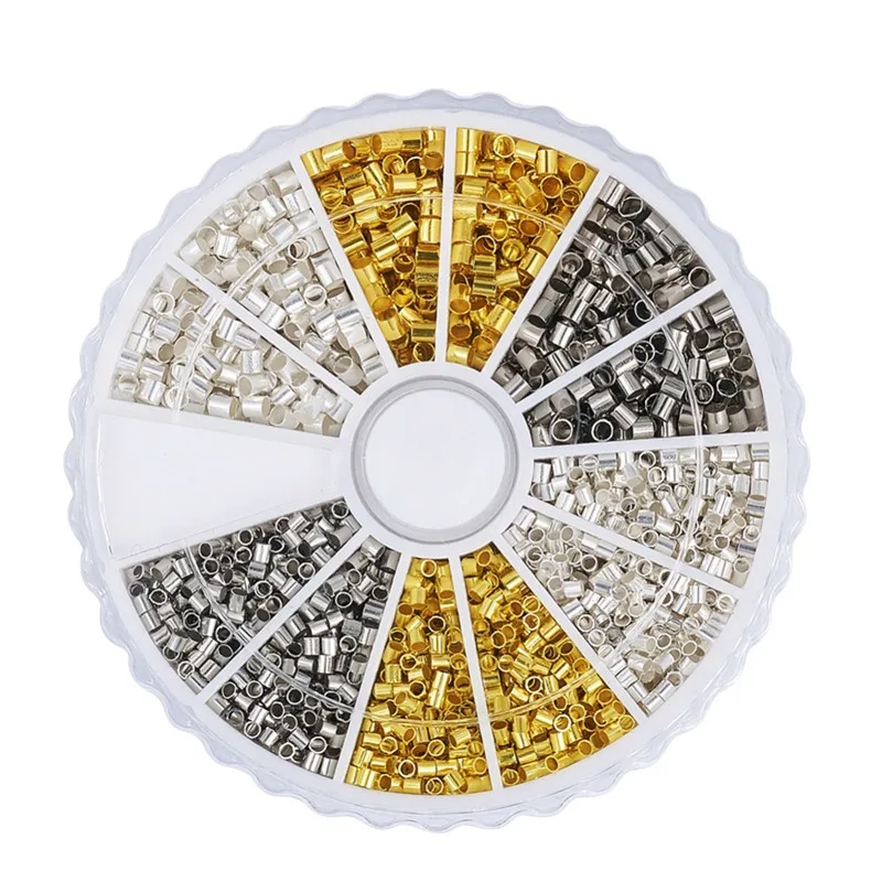 1 коробка 3 цвета латунные обжимные бусины PandaHall для изготовления ювелирных