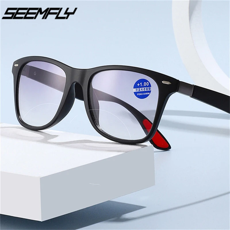 

Seemfly Модные мужские и женские носки с защитой от синего цвета светильник чтения квадратная оправа для очков бифокальные прогрессивные прес...