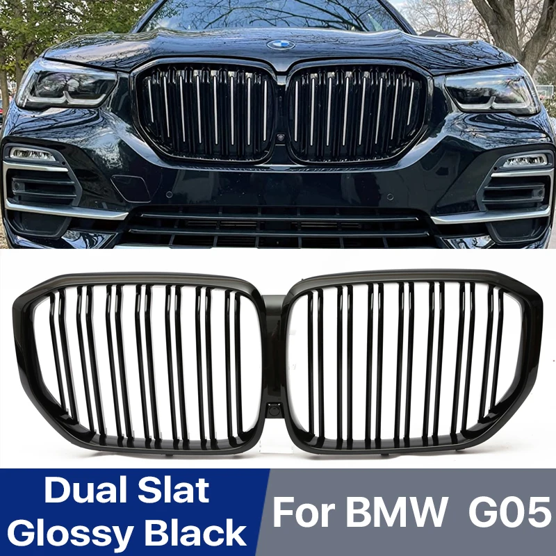 Car Front Bumper Kidney Grill Double Slat Gloss Black Grille For BMW X5 Series G05 2018-2020 Auto Accessories Replacement Part | Автомобили