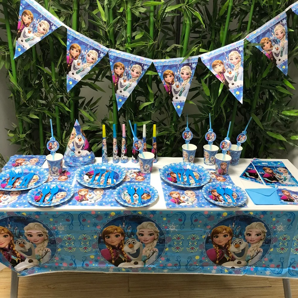 Дисней Эльза И Анна С Днем Рождения Дети Декорации для вечеринок Birthday Party