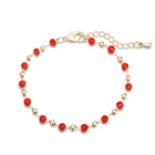 Цветной браслет с регулируемыми цепочками для женщин браслет с бусинами из нержавеющей стали красный розовый цветной браслет Модные женские ювелирные изделия