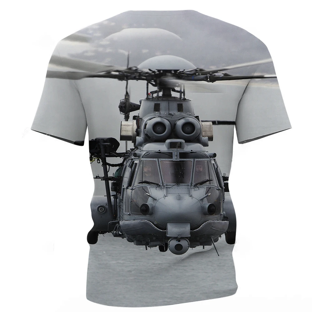 

2021 Summer New Men's T-shirt 3D Helicopter Graphic Print T-shirt Youth Children Casual Hip Hop Round Neck Short Sleeve Clothes