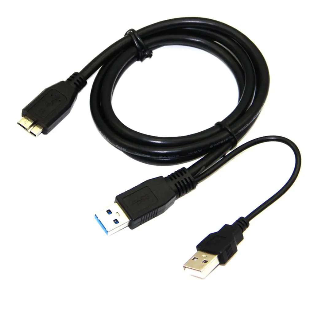 0.6m/1m Dual USB 3.0 A Male to Micro B Y Black Power Data Cable Mobile Hard Disk 2-connector Y-design | Электроника