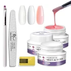 Маникюрный Гель-лак MEET ACROSS для наращивания ногтей, прозрачный розовый акриловый гель, формы для дизайна ногтей, французские типсы, пилка для ногтей, инструмент для маникюра