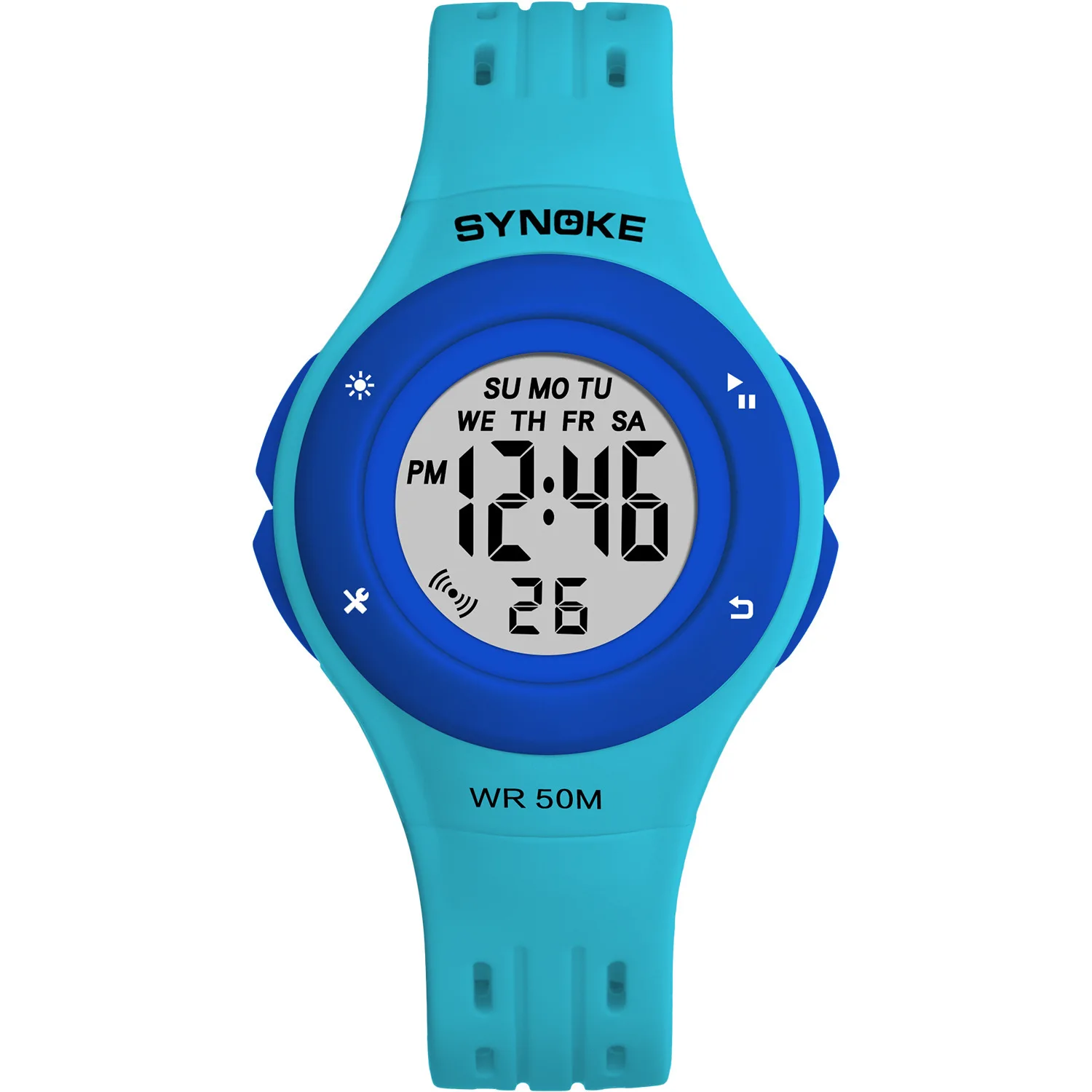 

Synoke Amazon Hot-Selling New Products Children's Seven Colors Noctilucent Electronic Watch Waterproof Multifunctional Sports St