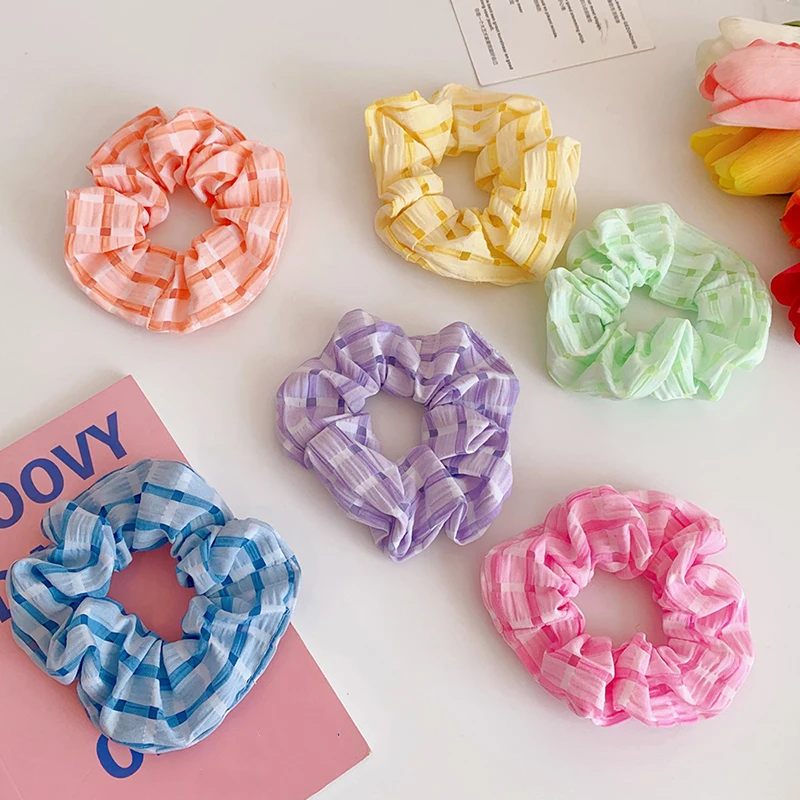 

Cute Sweet Lattice Elastic Hair Bands For Women Girls Candy Color Scrunchies Headband Hair Ties Ponytail Holder Hair Accessories